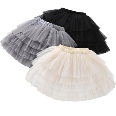 China Multilayer Kids Tutu Skirt Solid Color Washable High Quality Mesh For Ballet Wholesale Mesh Dance Tutu Baby Summer Fluffy for sale