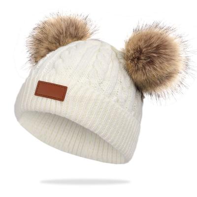 China Cute Casual Twisted Pompoms Baby Hat Knitted Beanie Cap Solid Outdoor Infant Toddler Kids Hats Newborn Hood Baby Boy Twist for sale