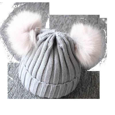 China Wholesale Casual Cute Baby's Winter Organic Wadding Knitted Beanie Cap Crochet Knit Beanie Hat With Fur For Winter for sale