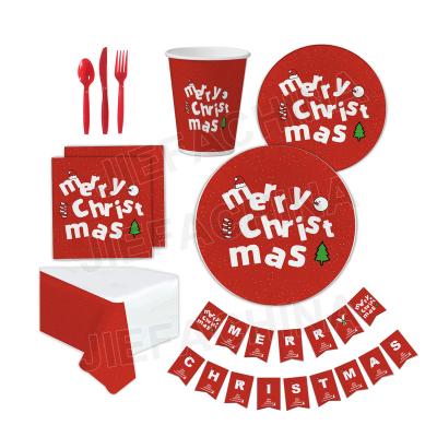 China Christamas Decoration Modern Holiday Customized Tableware Paper Party Sets Christmas Tableware Sets for sale