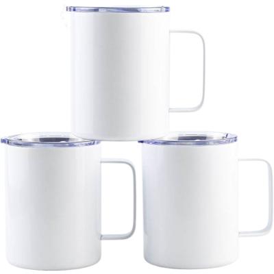 China Sustainable New special design 12oz Metal Stainless Steel Travel White Sublimation Blanks Coffee Mug With Lids for sale