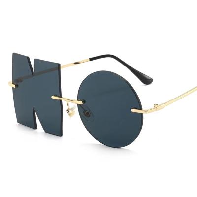 China Fashion Sunglasses Shape Decorative Rimless Letter NO Sunglasses Irregular Letters Party Funny Sunglasses for sale