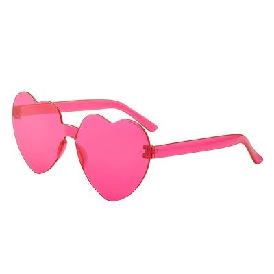 China 2022 fashion heart rimless candy color rhinestone decoration heart shape popular love sunglasses for sale