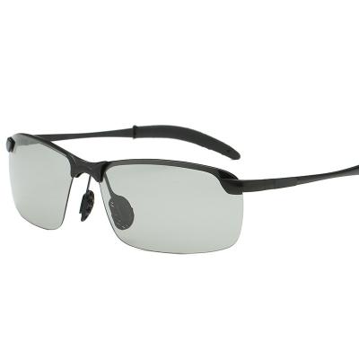 China Semi Rimless UV400 Sunglasses Polarized Sun Glasses Man 2021 New Half Frame Day Night Vision Driving Glasses for sale