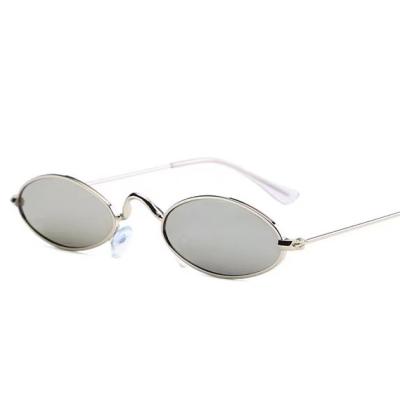 China Small Oval Metal Frame Sunglasses 2021 Small Oval Shape Sunglasses Retro Vintage Sun Glasses For Women Men for sale