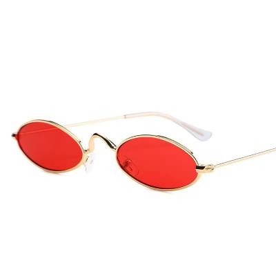 China The metal oval frame of 2021 new trendy oval sunglasses retro fashion small shape sunglasses shading sun glasses for sale