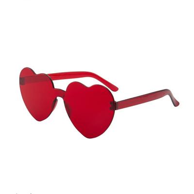 China 2021 Newest Fashion Heart Shape PC Lens Cute Colorful Plastic Frame Women Rimless Sunglasses for sale