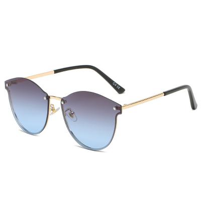 China Cat Eye Cat Eye Sunglasses Women Half Frame Gradient Color Sunglasses for sale