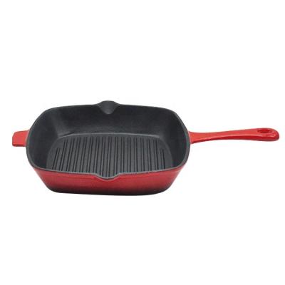 China Sustainable square oil or enamel finish cast iron frying pan / cast iron cookware for sale