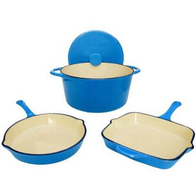 China Viable Home Wholesale Nonstick Cast Iron Fried Pot Sets of Cookware and Soup Pot for sale