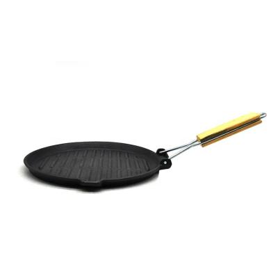 China Durable Pre-Seasoned Cast Iron Steak Grill Pan Japanese Non-Stick Frying Pan With Folding Handle for sale