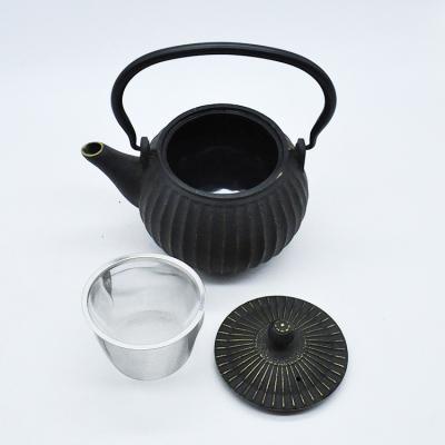 China Wholesale Price Sustainable Cast Iron Traditional Black Teapot With Infuser for sale