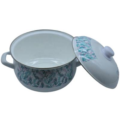 China Sustainable New Design Porcelain Double-ear Kitchenware Cooking Pot for sale