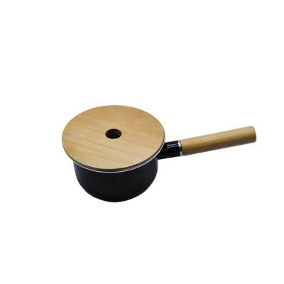 China Non Viable Wooden Handle Milk Soup Pot Broth Pot Sauce Pan Heating Stick for sale