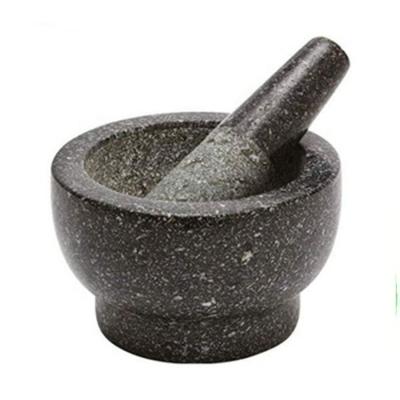 China Sustainable SM724 Three Leg Natural Granite Stone Mortar And Pestle Set for sale