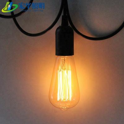 China Home Appliance Vintage Edison Retro Pendant Light Plastic PVC Fabric Rope Metal Lamp Holder for sale