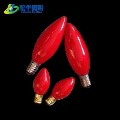 China C28 15w incandescent light lamp bulb aluminum/brass base in red color for decoration for sale