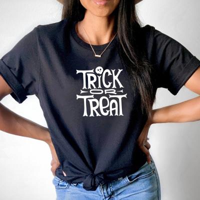 China Women's Fashion T-shirt Breathable Cotton High Quality Halloween Gifs Black Tee Shirts 220 Gsm Cotton Shirt Tees for sale