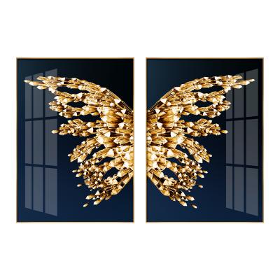 China Custom 2 Panel Modern Real Picture Butterfly Acrylic Glass Wall Art Animal Painting Decoration Wall For Living Room Home Decoration for sale