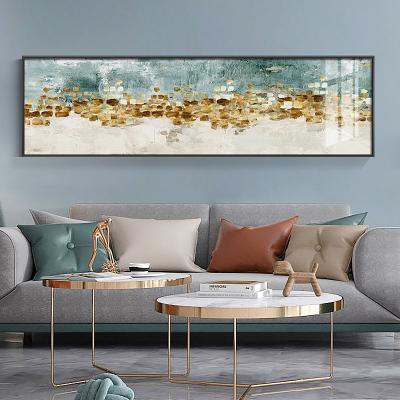 China Large Gold Horizontal View Modern Crystal Porcelain Abstract Painting of Sofa Background Wall Art Decorative Living Room Wall Painting for sale