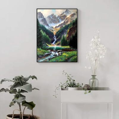 China Modern Abstract Wall Art Natural Landscape Painting Nordic Style Canvas Mountain Wall Art Waterfall Painting Nordic for sale