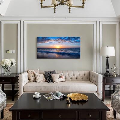 China Modern Home Wall Art Moon Sea Ocean Landscape Paintings Bedroom Canvas Wall Art Print Blue Landscape Painting for sale