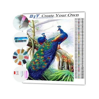 China Personalized Customization 5d Diamond Drill Full Stitch Diy Crystal Animal Blue Painting Wall Art Diamond Drill Set Peacock for sale