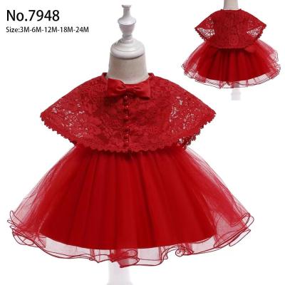 China Red Girls Princess Dress Round Neck Comfortable Customization Party Wear for sale