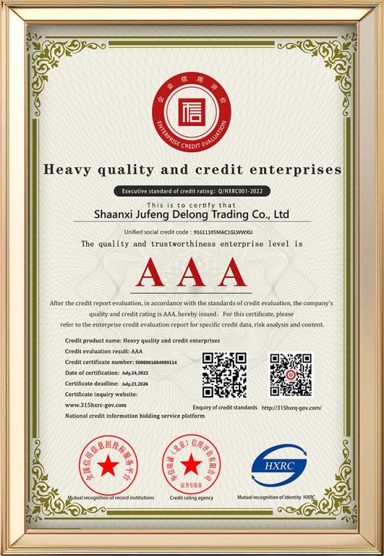 Heavy quality and credit enterprises - Shaanxi Jufeng Delong Trading Co., Ltd.