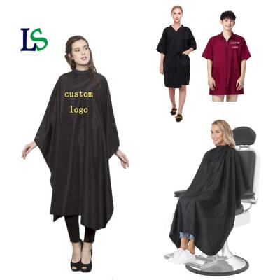 China Beauty salon Barber Cape maker print logo haircut long robe with hook salon hairdresser waterproof capes for sale