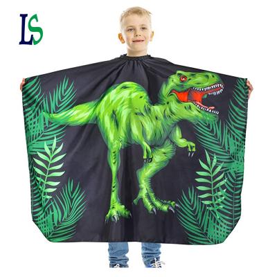 China Custom Beauty Salon Barber Cape Dinosaurs Printed Design Styling Hair Salon Kids Printed Barber Cape for sale