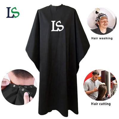 China Barber Custom Logo Adult Hairdresser Apron Beauty Salon Printing Hairdressing Cape Metal Waterproof Clip-on Buttons for sale