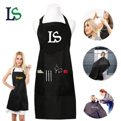 China Adjustable Size Custom Logo Salon Hair Cutting Black Barber Styling Barber Apron for sale