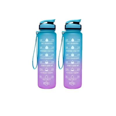 China Portable Minimalist 1L Outdoor Travel Leak Proof Cup 320Z BPA Free Gym Sports Straw Motivational Water Bottle With Time Marker for sale