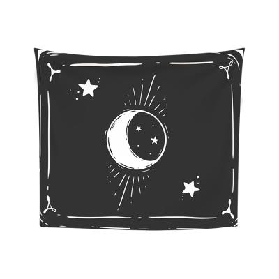 China Black and White Bohemian Psychedelic Hippie Decor Wall Art Tapestries Mysterious Stars Space Classic Wall Hanging for Living Room for sale