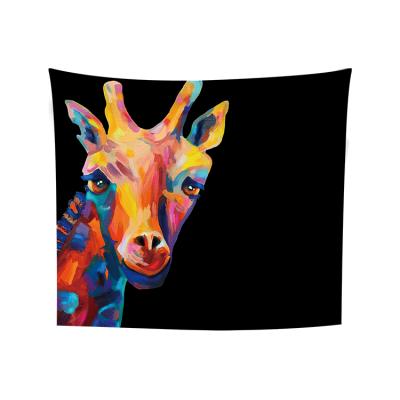 China Classic giraffe tapestry wall hanging, vector giraffe silhouette abstract animal illustration, decorations for dining room dormitory for sale