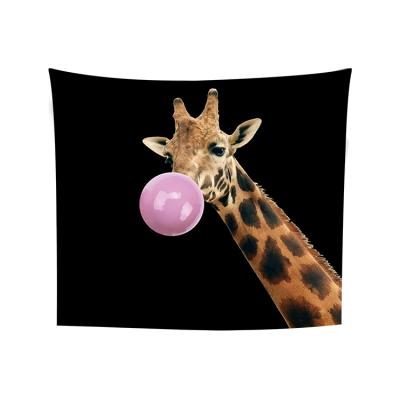 China Classic Giraffe Tapestry, Cute Animal Giraffe Bubble Gum Wall Hanging Blowing Tapestry for Kids Bedroom Living Room Dorm Adult Decor for sale