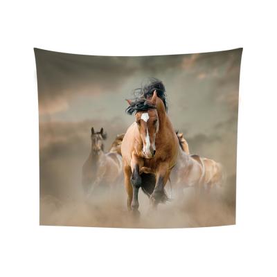 China Classical Horses Tapestry Galloping Beautiful Desert Wild Realistic Runner Animal Farm Painting Wall Art Decor Wall Hanging for sale