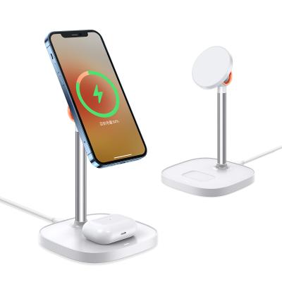 China IP12+earphone Desktop Magnetic Wireless Charger Stand Adjustable Angles Fast Charging Wireless Charger Stand for sale