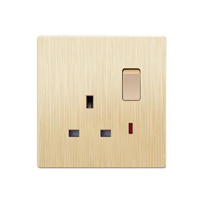 China Tin Phosphor Bronze New Design 13a Multi Function Socket With Two Usb Gold Color Socket Switch Sets for sale