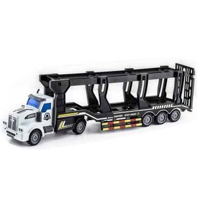 China PULL BACK New Arrival Tow Carrier Truck Pull Back Car Transport Vehicle Toy Cars Trailer Boy Toys Friction Car for sale