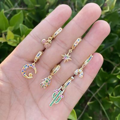 China TRENDY Fashion Color Zircon Hot-selling Gold Plated Earrings For Women Fashion Trend Light Luxury 18K Gold Earrings for sale