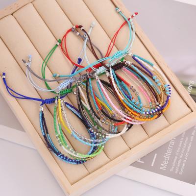 China FASHIONABLE Hot Selling Bohemian Adjustable Bracelet Women Colorful Layered Crystal Bead Bracelet for sale