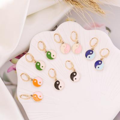 China Retro New Style Vintage Tai Chi Yin Yang Earrings 2021 Fashion Trend Gold Plated Earrings for sale