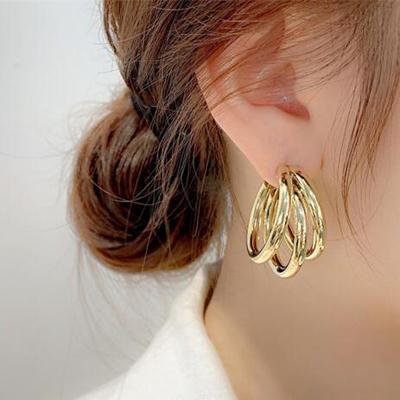 China Trend of 2021 Korean simple gold-plated earrings of the tube selling style of fashionable hot empty women's earrings new for sale