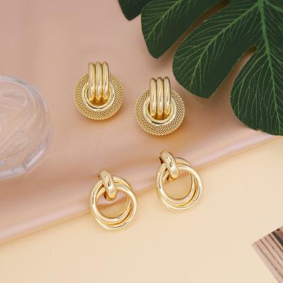 China Retro TRENDY Metal Geometric Stud Earrings for Women for sale