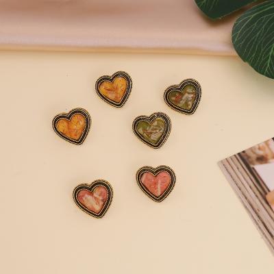 China TRENDY Candy Color Heart Shaped Earrings For Women Simple Retro Earrings for sale