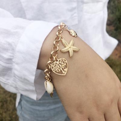 China FASHIONABLE Bohemia Shell Starfish Scallop Heart Bracelet Women's Metal Punk Bracelet for sale