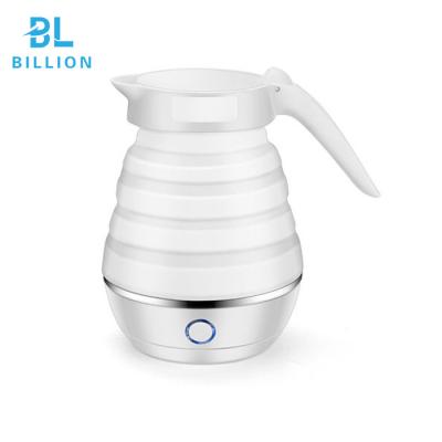 China 360 Degree Base Travel Portable Tea Kettle 2019 Mini Size 0.6L Rotation Plastic Silicone Material Collapsible Electric Kettle for sale