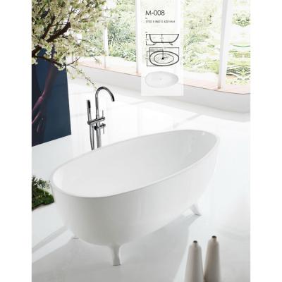 China 170cm Clawfoot Size 4 Freestanding Tubs Stone Acrylic Resin Freestanding Bathtub With Faucet for sale